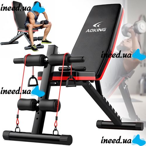 Adking AD-DB1894 folding sports equipment with expanders for back and abs training up to 120 kg Adjustable sports bench YSC-02