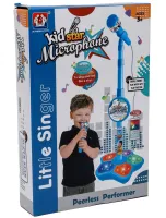 Kid Star Microphone 5350A for Kids—Adjustable Stand with Backlight, Karaoke with Sound Effects, and MP3—For Children Ages 3 and Up—Blue