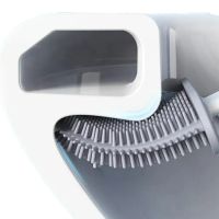 Toilet brush with a flexible silicone flat brush for cleaning the toilet bowl NJ-497 White with wall mounting, hinged brush 10 x 4.5 x 36 cm