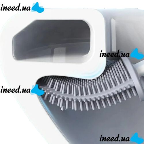 Toilet brush with a flexible silicone flat brush for cleaning the toilet bowl NJ-497 White with wall mounting, hinged brush 10 x 4.5 x 36 cm