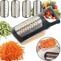 Набір терок Soft Touch Container Grater Set 4 в 1 Ручна овочерізка, мультислайсер для нарізки овочів і фруктів зі змінними насадками і контейнером