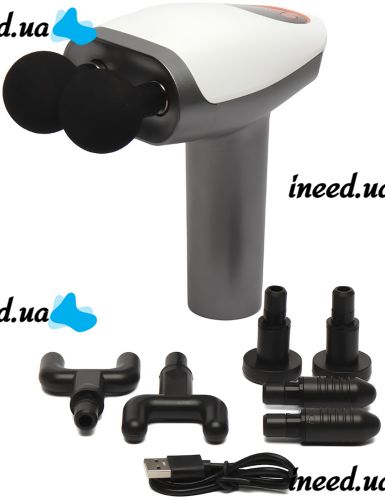 Ручной ударный массажер для мышц Massage Gun Maxtop MP-921 25W 1500мАч аккумуляторный двойной пистолет вибромассажер для всего тела с дисплеем USB