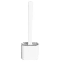 Toilet brush with a flexible silicone flat brush for cleaning the toilet bowl NJ-497 White with wall mounting, hinged brush 10 x 4.5 x 36 cm