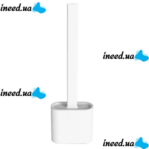 Toilet brush with a flexible silicone flat brush for cleaning the toilet bowl NJ-497 White with wall mounting, hinged brush 10 x 4.5 x 36 cm