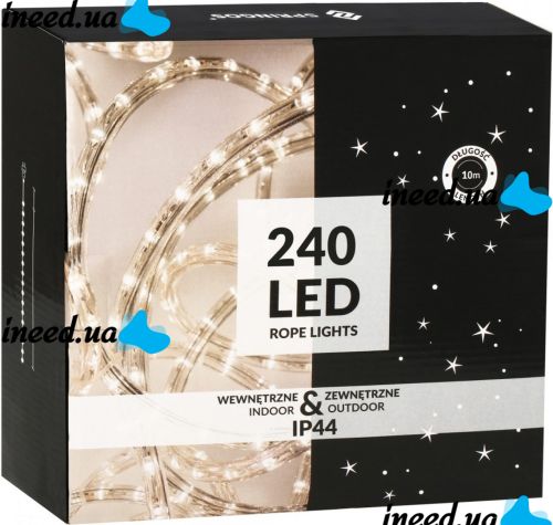 Уличная гибкая гирлянда Дюралайт Springos Rope Lights CL1201 240 ламп 10 м Холодный белый светодиодная влагостойкая LED гирлянда с контроллером