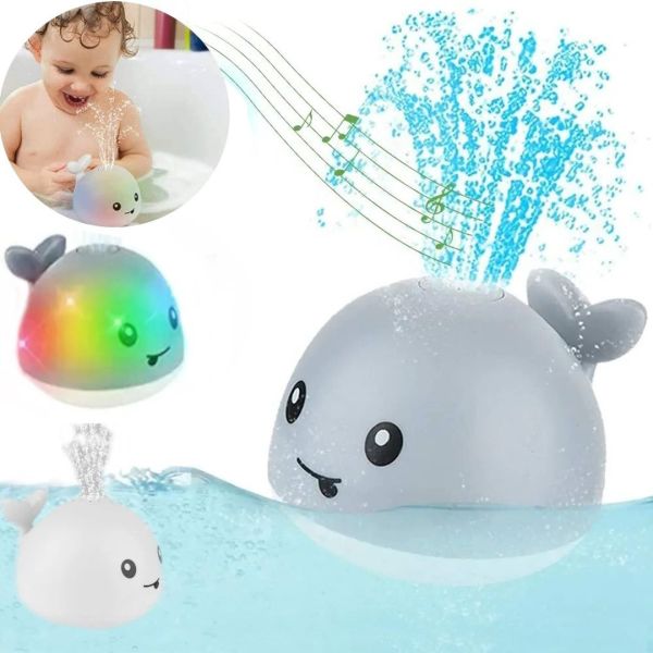 Children's Bathroom Toy Luminous Whale Spray Water Bath Toy with Backlight and Fountain, Floating Toy Whale Spray with Fountain for Bathing Kids