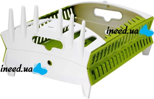 Dish Dryer Organizer Compact Dish Rack Folding Table Dryer for Forks and Spoons, Plastic Kitchen Organizer Dryer Green and White