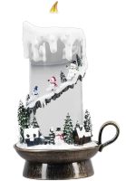 Christmas Musical Lamp XMAS WDL 21020B Decorative Candle with Snowmen, table Night Light with LED backlight on USB Batteries