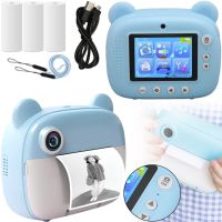 Детский фотоаппарат с мгновенной печатью DIY Instant Digital Camera M3 3 в 1 цифровая камера полароид для фото и видео на аккумуляторе Голубой