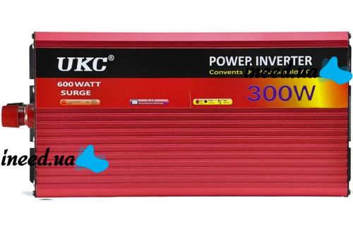 Автомобільний інвертор напруги UKC SSK-300 12V - 220V 300W з функцією плавного пуску, авто перетворювач напруги струму 12В 220В 300Вт UN-3051