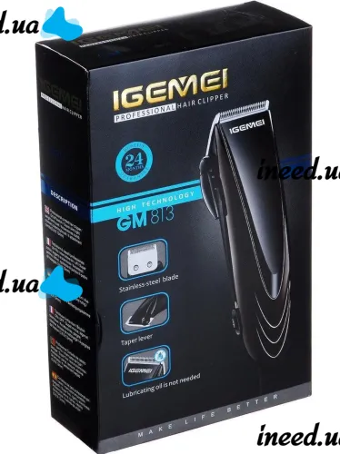 Дротова машинка для стрижки волосся GEMEI GM-813 4 насадки, Професійний тример для бороди зі змінними насадками Gemmy GM813 від мережі Чорна