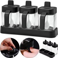 Набір контейнерів баночок Seasoning bottle set XL-730 3 відсіки по 400 мл для зберігання приправ і спецій, Комплект ємностей з кришками і ложками