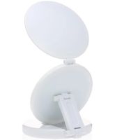 Round Folding Makeup Mirror Large Led Mirror W0-29 Cosmetic Folding Mirror on an Adjustable Stand with Magnification on Batteries