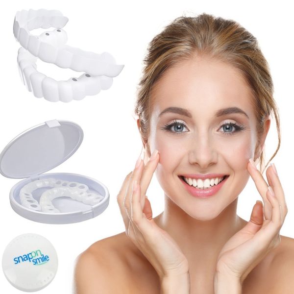 Съемные виниры на верхние и нижние челюсти SnapOn Smile Veneers LY-11 для зубов, Виниры Снеп Он Смайл 2 челюсти с кейсом, Накладные зубы верх, вниз