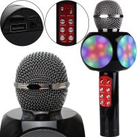 Беспроводной караоке микрофон WSTER WS-1816 Bluetooth USB AUX FM со встроенной колонкой и 4 тембрами голоса на аккумуляторе с динамиком WS1816 Черный