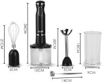Погружной кухонный блендер Raf R.314B Blender Set 5 в 1 800W электрический ручной миксер измельчитель с венчиком, мерным стаканом и насадками R-314B