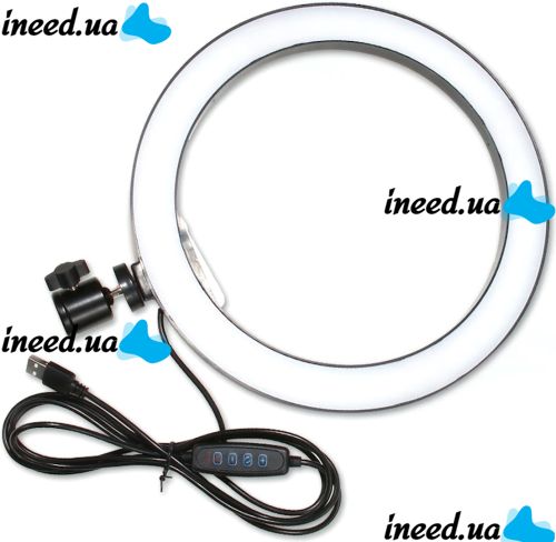Кільцева лампа зі штативом LED Ring Light QX-206 26 см світлодіодне селфи кільце з підставкою і тримачем для настільної зйомки 3 режими світіння
