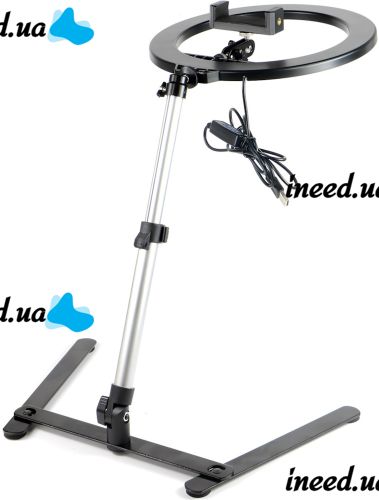 Кільцева лампа зі штативом LED Ring Light QX-206 26 см світлодіодне селфи кільце з підставкою і тримачем для настільної зйомки 3 режими світіння