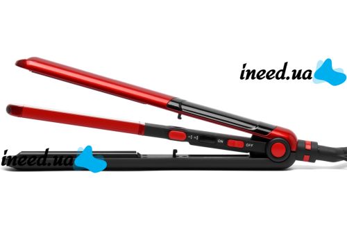 Curling iron styling tongs Domotec MS-4909 2 in 1 iron corrugation for straightening and volume of hair, ceramic device for leveling MS4909 Red
