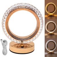 Circle Table Light PC-8217 touch circle night lamp, LED lamp light with crystals on acrylic stand 3 modes