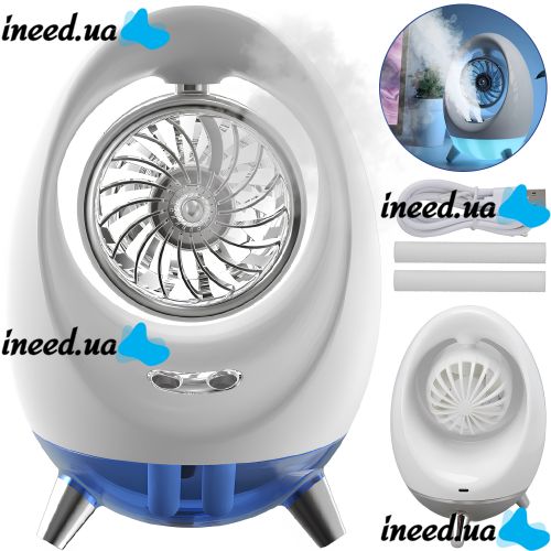Table Fan with Humidifier Spray Cold Air Fan ZY-602 Cordless Air Conditioner Egg with Water Cooled Air and Backlight AND 441-2