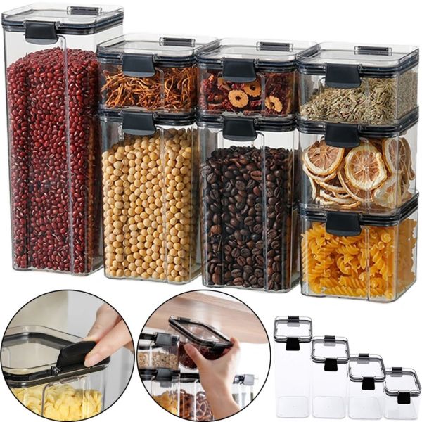 Набор контейнеров для сыпучих Food Storage Container Set 8 емкостей, прозрачные органайзеры, баночки для хранения пищевых продуктов, круп с крышками