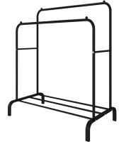 Подвійна стійка вішалка Double Floor Hanger 162х130 см для одягу і полицею для взуття, підлогова стійка-вішалка зі штангою на ніжках до 30 кг чорна