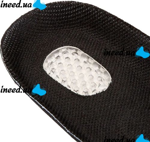 Orthopedic insoles size 39-44 with rigid supinator and gel heel AND195 universal trimmed insoles from flat feet, blisters for shoes