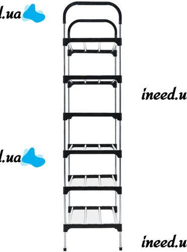 Підлогова Полиця органайзер Shoe Rack Rias RD-9005 для зберігання взуття 6 ярусів, стійка етажерка на 6 секцій полиць 115x56x30 см зі сталі срібляста
