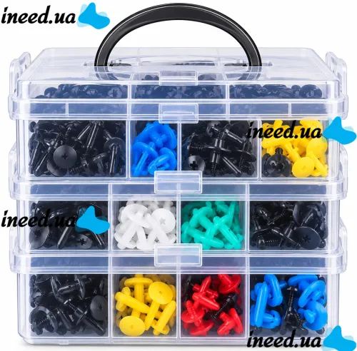 OEM H546 Set of Clips for Auto Trim—725-Piece Set of Removers for Fan Blades, Mounts, Seals, and Clamps in a Plastic Case for Repair and Installation