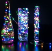 Внутренняя цветная гирлянда Роса RGB 5 м нить капля росы на медной проволоке 50 диодов, LED светодиодная новогодняя гирлянда-нить на батарейках M