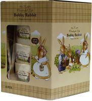 Set of Children's Plates with Bobby Rabbit Spoons 12.4x5.7 cm Plastic Tableware Set 8 Items 4 Deep Plates 4 Spoons for Children Bobby Rabbit