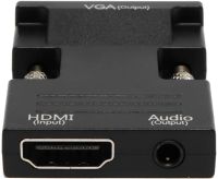 Конвертер HDMI-VGA OUT Black адаптер для перетворення сигналу 1080p з аудіо виходом, перехідник з HDMI на VGA кабель 3.5 мм jack Чорний