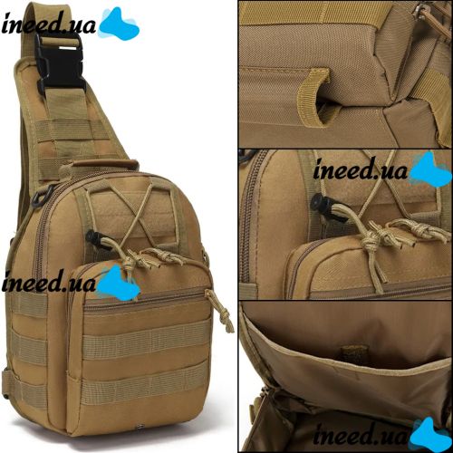 6L Tactical Crossbody Bag A74 Brown Single-strap Waterproof Men's Military Chest Bag Army Chest Banana