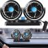 Car Interior Fan Mitchell HX-T303 12V 4" Cooling Dual Mini Fan with Speed Control from Cigarette Lighter to Car Black