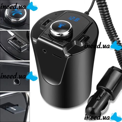Car FM Transmitter from Cigarette Lighter H26 BX6 Bluetooth MP3 Transmitter Car FM Modulator Adapter in Car with Charging and Bluetooth in Cup Holder