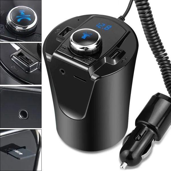 Автомобильный FM трансмиттер от прикуривателя H26 BX6 передатчик Bluetooth MP3 авто ФМ модулятор адаптер в машину с зарядкой и блютуз в подстаканник
