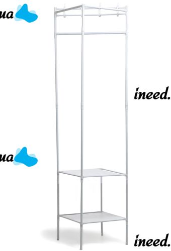Кутова вішалка для одягу Corner Coat Rack TM2-202 вертикальна стійка з гачками для зберігання речей і двома полицями для взуття 170х43 см White