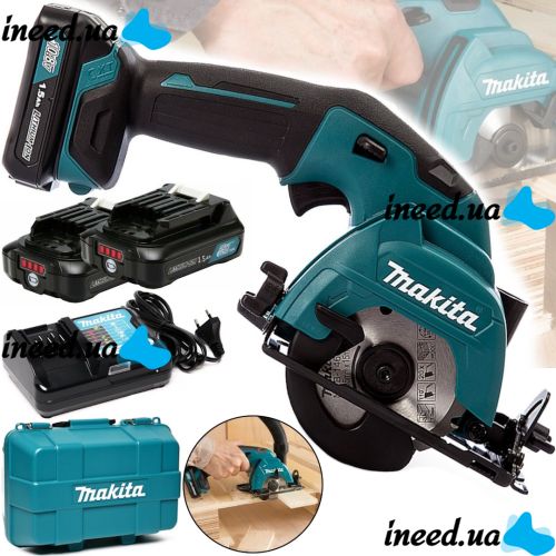 Акумуляторна дискова пила Makita HS301DWYE 10.8 V 1.5 Ah ручна циркулярна пила 85 мм 25.5 мм на два акумулятора для чистого розпилу в кейсі