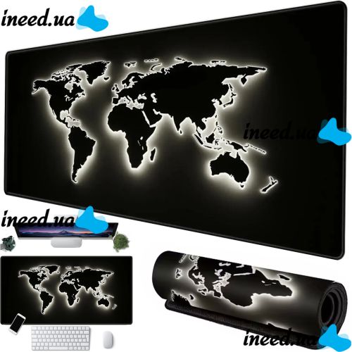 Glowing World Map HP227 80x30 cm computer gaming mat for keyboard and mouse, Mouse Gaming Surface