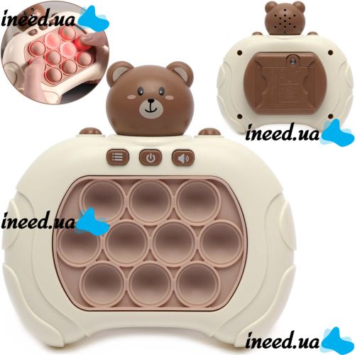 Дитяча іграшка головоломка Pop It Baby Bear Інтерактивна електронна приставка антистрес поп ІТ для зняття стресу на батарейках від 3-х років