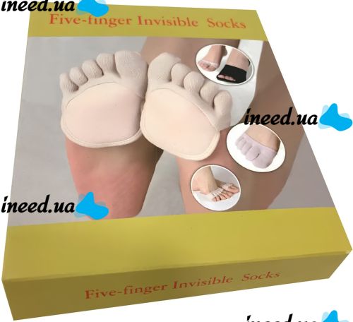 Шкарпетки від мозолів і натоптишів Five Finger Invisible Socks LY-398 силіконові протиковзкі подушки полуноски, накладки від натирання для стопи