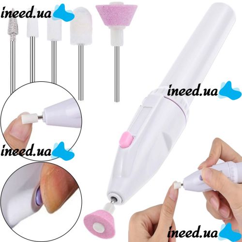Wireless Manicure and Pedicure Cutter Salon Shaper 5 Nozzles, Manicure Set Nail Grinder Salon Shaper Battery Powered White