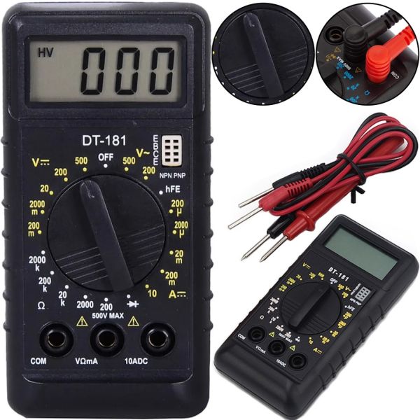 Компактный мини цифровой мультиметр Digital DT-181 автоматический карманный mini тестер напряжения, силы тока с дисплеем и индикатором DT181