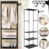 Напольная складная вешалка для одежды New Boxy Coat Rack 6602 шкаф органайзер с крючками и тремя полками для обуви, раскладной стеллаж для прихожей