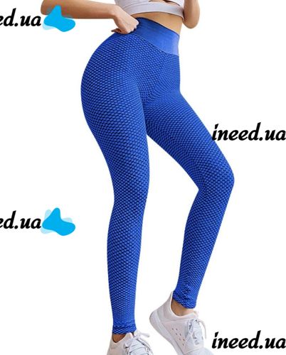 Women's Sports Leggings Staples Scrunch Bum Blue with High Waist and Push-up Effect, Tight Seamless Leggings for fitness push up