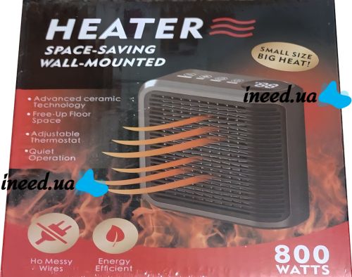Portable Mini Wall Heater Handy Heater NFJ-08 800W Electric Wall Mounted Fan Heater with Display and Remote Control AND 032 Black