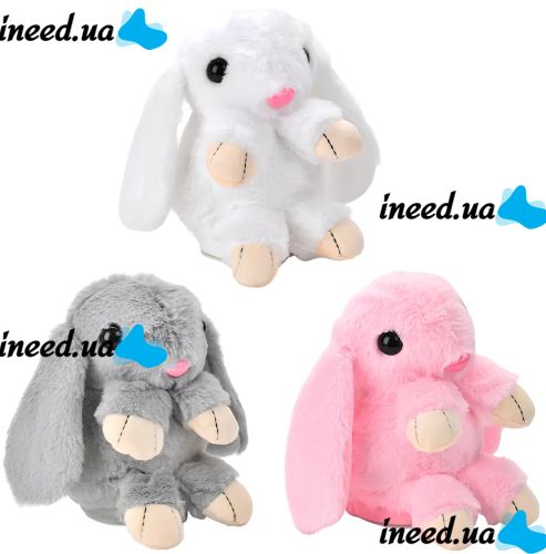 Музичний плюшевий зайчик Repeat Happy Rabbit FJ8888 Grey дитяча м'яка іграшка заєць із підсвічуванням і звуковими ефектами на акумуляторі від USB