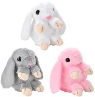 Музичний плюшевий зайчик Repeat Happy Rabbit FJ8888 White дитяча м'яка іграшка заєць із підсвічуванням і звуковими ефектами на акумуляторі від USB