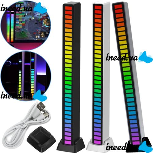Музичний світильник Еквалайзер Sound Control Lamp D08-RGB світлодіодна звукова 32 LED лампа з підсвічуванням під музику і підставкою від мережі USB